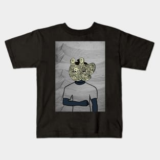 DeFi NFT - Doodle Dreams: Male Character with Dark Eyes and Blue Ski Kids T-Shirt